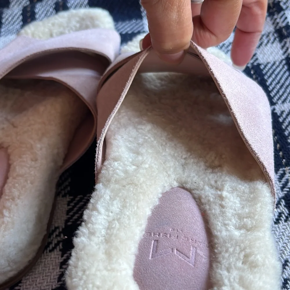 Marc Fisher Pink Suede and Shearling Crisscross Sandals Size 10M, NWT - Picture 7 of 10